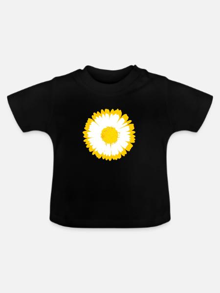 Daisy Sunburst Grafik - Baby Bio-T-Shirt mit Rundhals - Schwarz