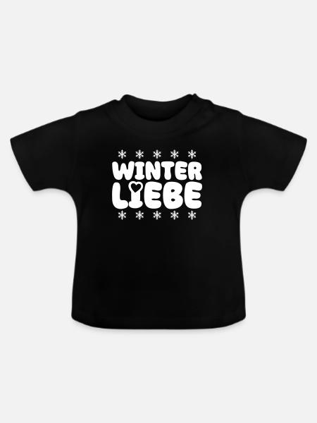Winter Liebe Herz - Baby Bio-T-Shirt mit Rundhals - Schwarz