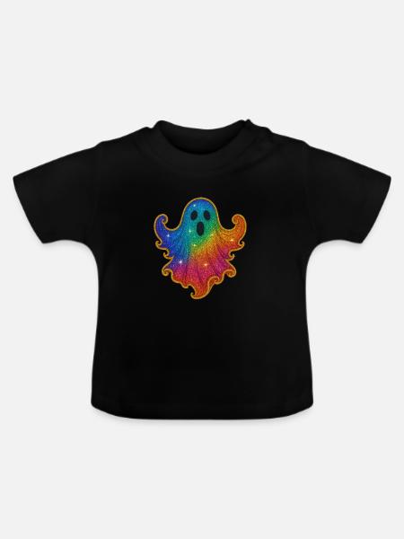 Regenbogen Geist Glitzer - Baby Bio-T-Shirt mit Rundhals - Schwarz