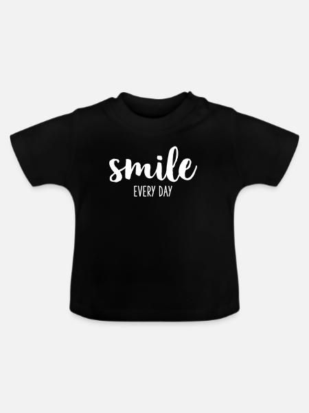 smile every day - Baby Bio-T-Shirt mit Rundhals - Schwarz