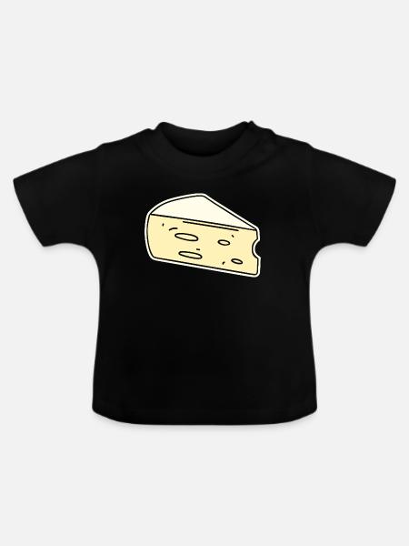 Humor Brie-Käse - Baby Bio-T-Shirt mit Rundhals - Schwarz