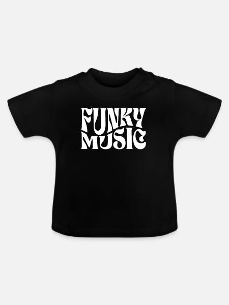 Funky Musik Kräftig Monochrom - Baby Bio-T-Shirt mit Rundhals - Schwarz