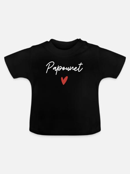 Papa Herz Geschenkidee - Baby Bio-T-Shirt mit Rundhals - Schwarz