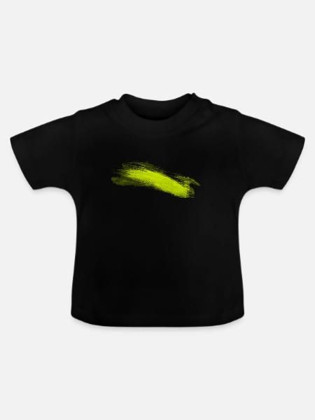 Neon Lime Pinselstrich - Baby Bio-T-Shirt mit Rundhals - Schwarz