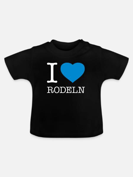 I love Rodeln - Baby Bio-T-Shirt mit Rundhals - Schwarz