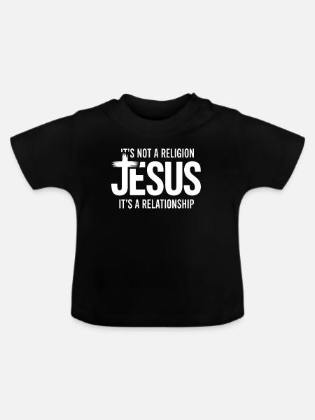 Jesus-Beziehungs-Tee - Baby Bio-T-Shirt mit Rundhals - Schwarz