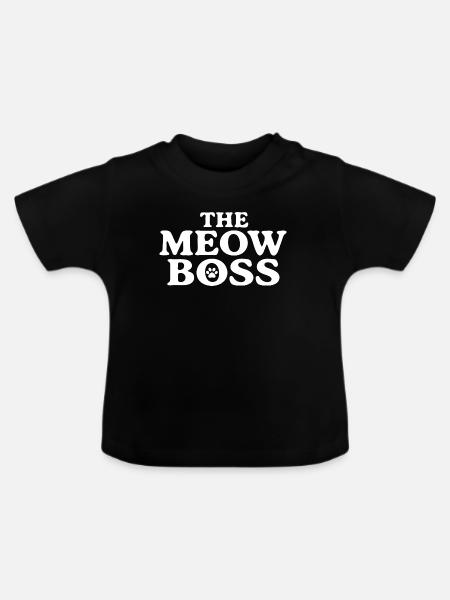 Das Meow Retro-Serifendesign - Baby Bio-T-Shirt mit Rundhals - Schwarz