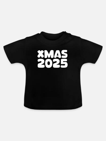 XMAS 2025 Schriftzug - Baby Bio-T-Shirt mit Rundhals - Schwarz