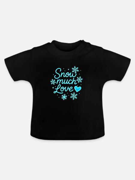 Schnee Viel Liebe Neon Schriftzug - Baby Bio-T-Shirt mit Rundhals - Schwarz