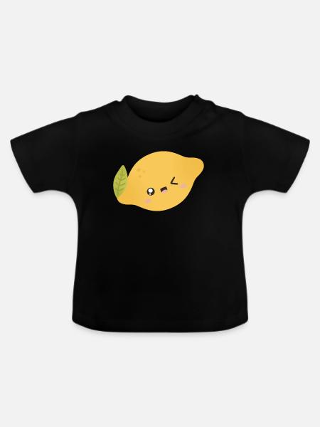 Lemon Kawaii - Baby Bio-T-Shirt mit Rundhals - Schwarz