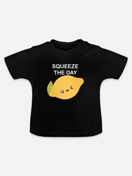 Squeeze the Day Zitronen-Charm - Baby Bio-T-Shirt mit Rundhals - Schwarz