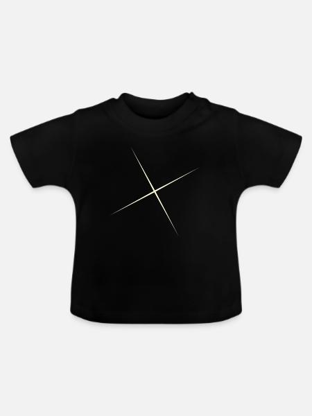 Glanzpunkt / Strahlen Stern - Baby Bio-T-Shirt mit Rundhals - Schwarz