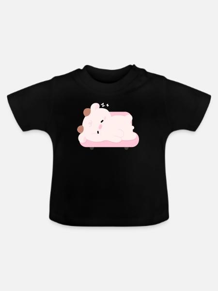 Müde Kuh - Baby Bio-T-Shirt mit Rundhals - Schwarz