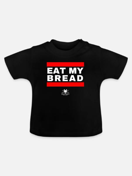 Iss Mein Brot - Was sonst? :) - Baby Bio-T-Shirt mit Rundhals - Schwarz
