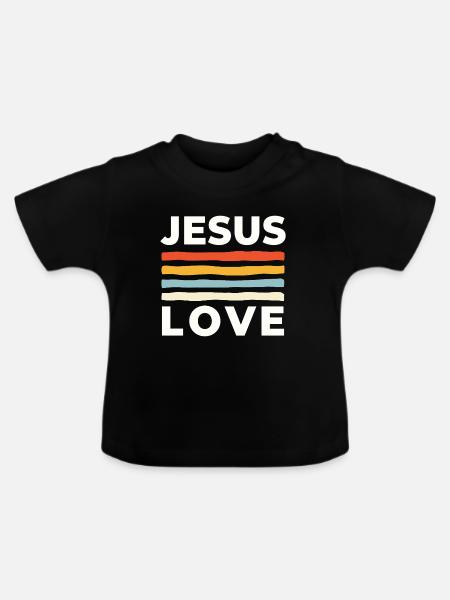 Jesus Love Christliche Nächstenliebe - Baby Bio-T-Shirt mit Rundhals - Schwarz