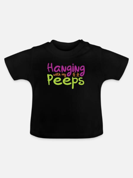 Hanging with my Peeps - Baby Bio-T-Shirt mit Rundhals - Schwarz