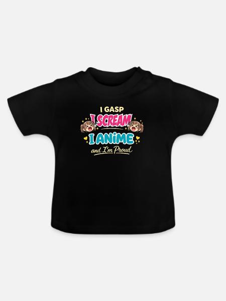 Anime-fangirl Schreit Anime-reaktion - Baby Bio-T-Shirt mit Rundhals - Schwarz