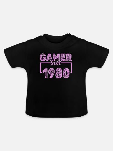 1980 - Baby Bio-T-Shirt mit Rundhals - Schwarz