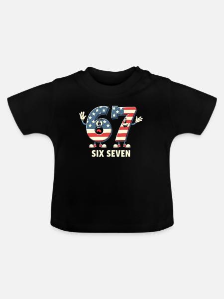 US Flag 67 Memes Six Seven - Baby Bio-T-Shirt mit Rundhals - Schwarz