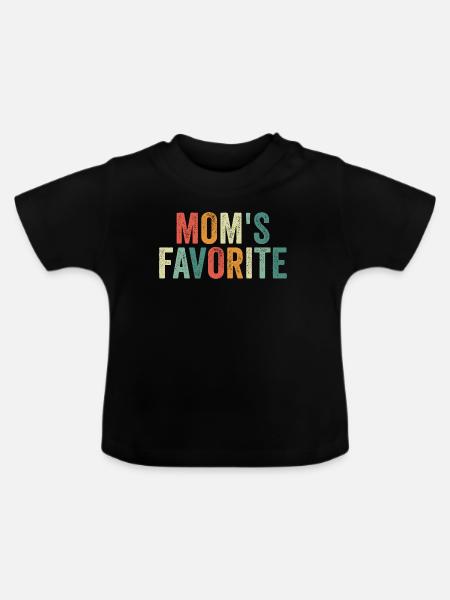 Lieblingskind Lustige Mamas Lieblings - Baby Bio-T-Shirt mit Rundhals - Schwarz