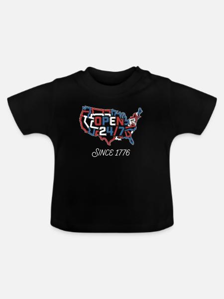 Open 24/7 Since 1776 - Baby Bio-T-Shirt mit Rundhals - Schwarz