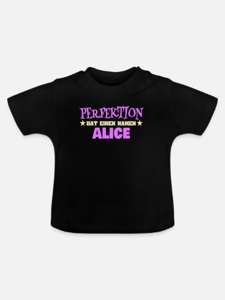 Vorname Alice - Baby Bio-T-Shirt mit Rundhals - Schwarz