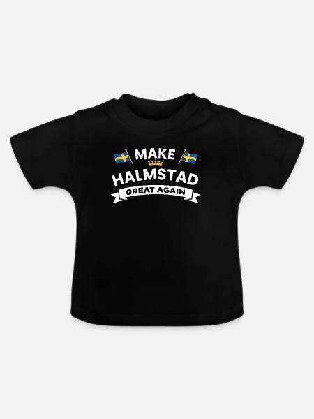 Stolzflaggen der Stadt Halmstad - Baby Bio-T-Shirt mit Rundhals - Schwarz
