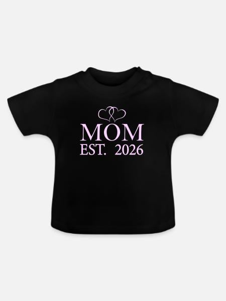 Mama Est. 2026 - Baby Bio-T-Shirt mit Rundhals - Schwarz
