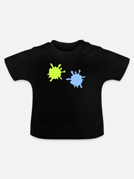 Neon Spritzer Splatter - Baby Bio-T-Shirt mit Rundhals - Schwarz