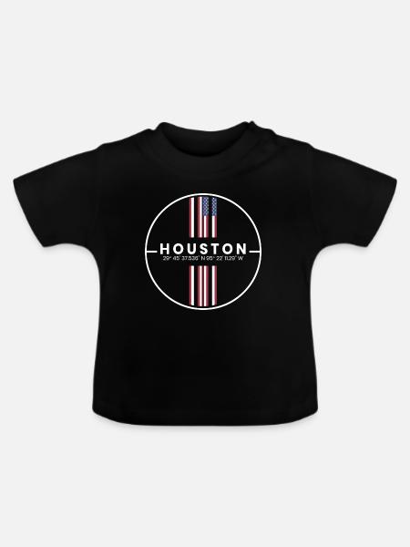 Houston Koordinaten - Baby Bio-T-Shirt mit Rundhals - Schwarz