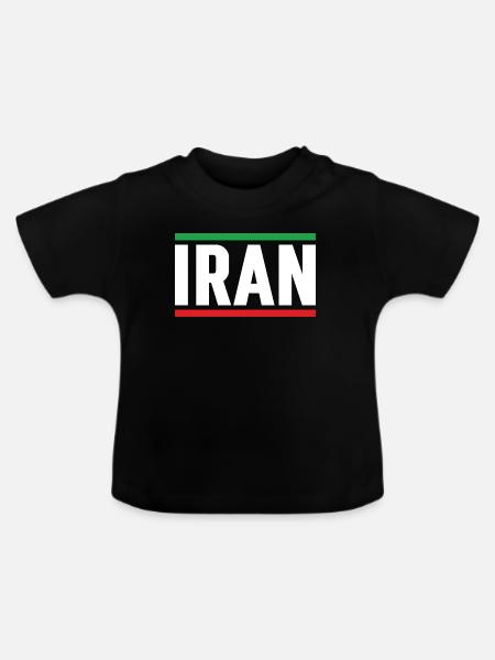 Iran-Flagge starke Typografie - Baby Bio-T-Shirt mit Rundhals - Schwarz