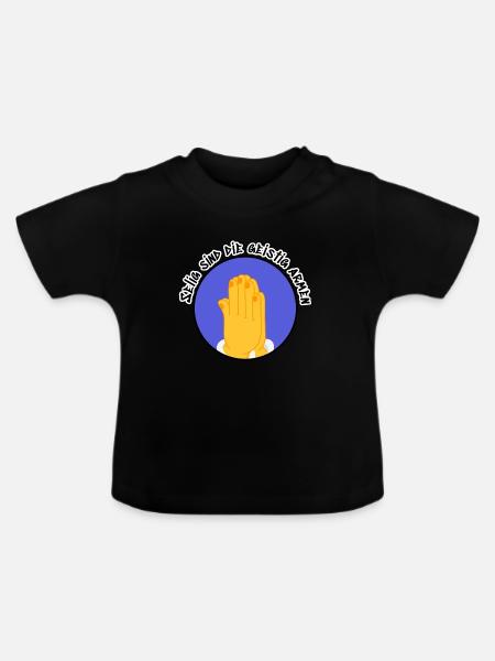 Gebetshände Kreis – Geistige Kraft - Baby Bio-T-Shirt mit Rundhals - Schwarz