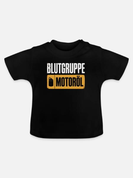 Blutgruppe Motoröl Schrauber Design - Baby Bio-T-Shirt mit Rundhals - Schwarz