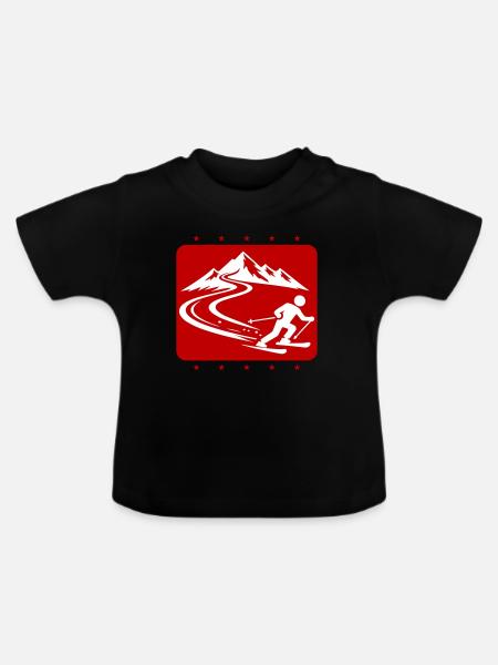 Ski Berge - Baby Bio-T-Shirt mit Rundhals - Schwarz