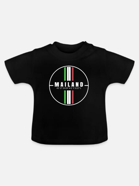 Mailand Koordinaten - Baby Bio-T-Shirt mit Rundhals - Schwarz