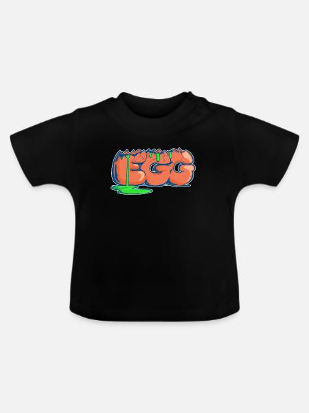 Ei, gezogenes Wort - Baby Bio-T-Shirt mit Rundhals - Schwarz