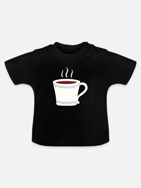 Dampfender Becher mit blauem Wave-Verschluss - Baby Bio-T-Shirt mit Rundhals - Schwarz