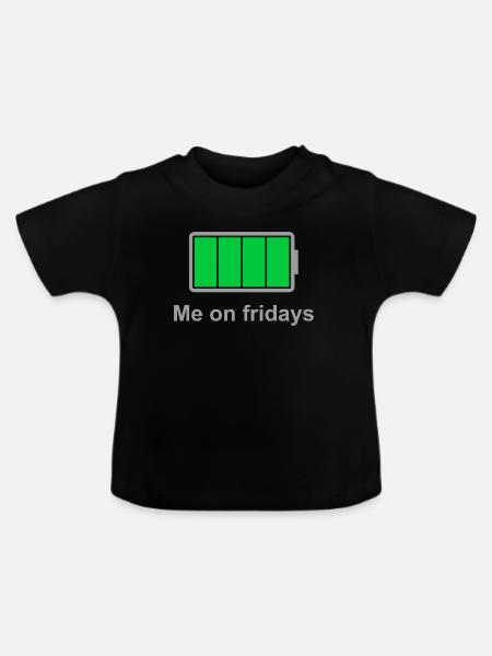 Full Battery Fridays - Baby Bio-T-Shirt mit Rundhals - Schwarz