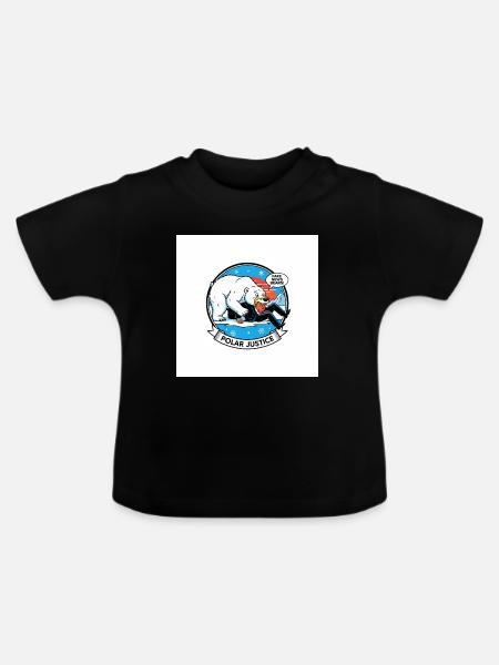 PolarJustice Karikatur - Baby Bio-T-Shirt mit Rundhals - Schwarz