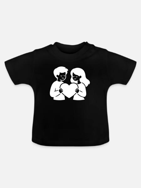 Liebespaar Verliebt Herz - Baby Bio-T-Shirt mit Rundhals - Schwarz