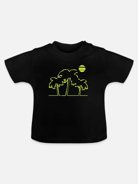 Palmen Strand Insel - Baby Bio-T-Shirt mit Rundhals - Schwarz
