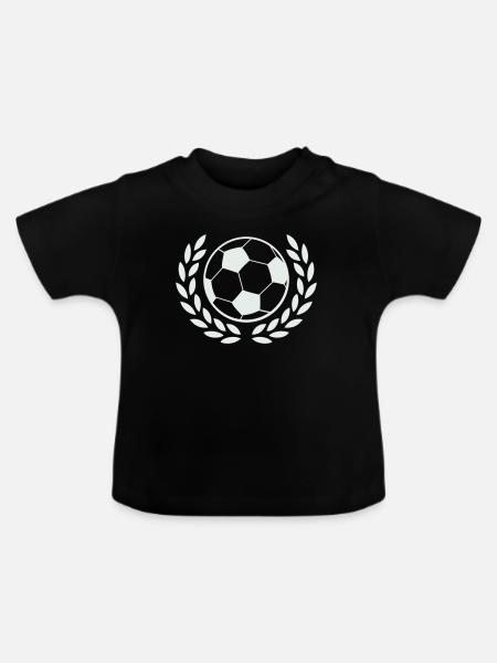 Sieger-Laurel Fußballmotiv - Baby Bio-T-Shirt mit Rundhals - Schwarz