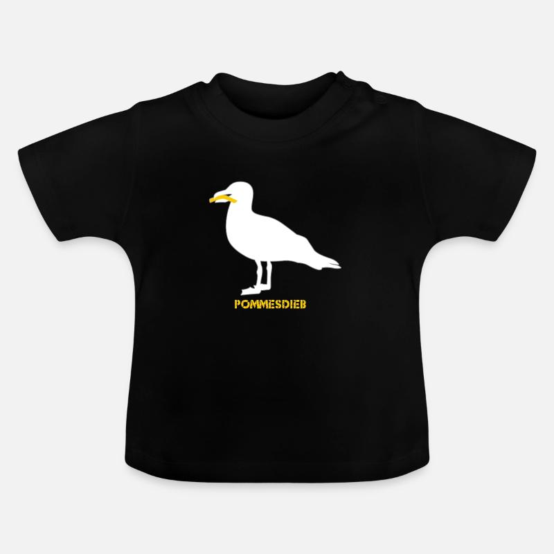 Frites Mouette Voleuse - Blanc - T-shirt bio col rond Bébé - noir