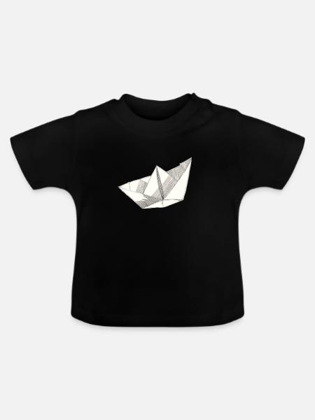Papierschiff - Baby Bio-T-Shirt mit Rundhals - Schwarz
