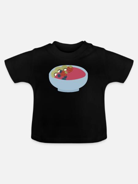 Frucht-Smoothie-Schüssel-Illustration - Baby Bio-T-Shirt mit Rundhals - Schwarz