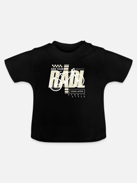 Urban Bike Casual Active Radl Radln - Baby Bio-T-Shirt mit Rundhals - Schwarz