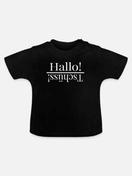 Hallo Wortspiel Design - Baby Bio-T-Shirt mit Rundhals - Schwarz