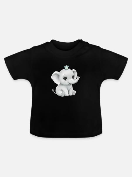 Königliches Elefantenbaby - Baby Bio-T-Shirt mit Rundhals - Schwarz