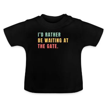 Je préférerais attendre à la porte - T-shirt bio col rond Bébé - noir - Devant