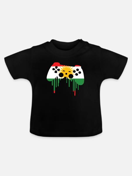 Kurdisch gaming flag - Baby Bio-T-Shirt mit Rundhals - Schwarz